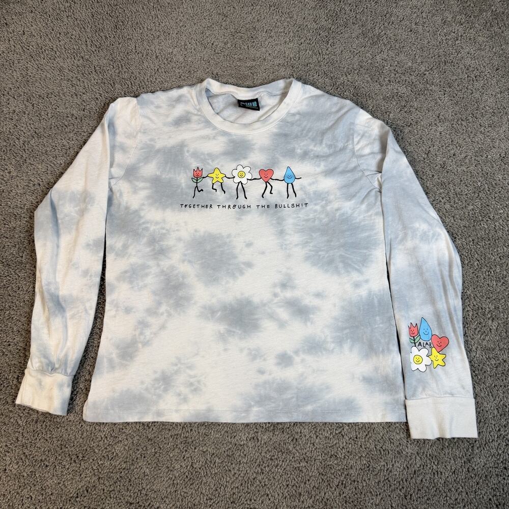 ALAB Shirt Womens L Together Through the BullSh*t Long Sleeve Tie Dye Casual